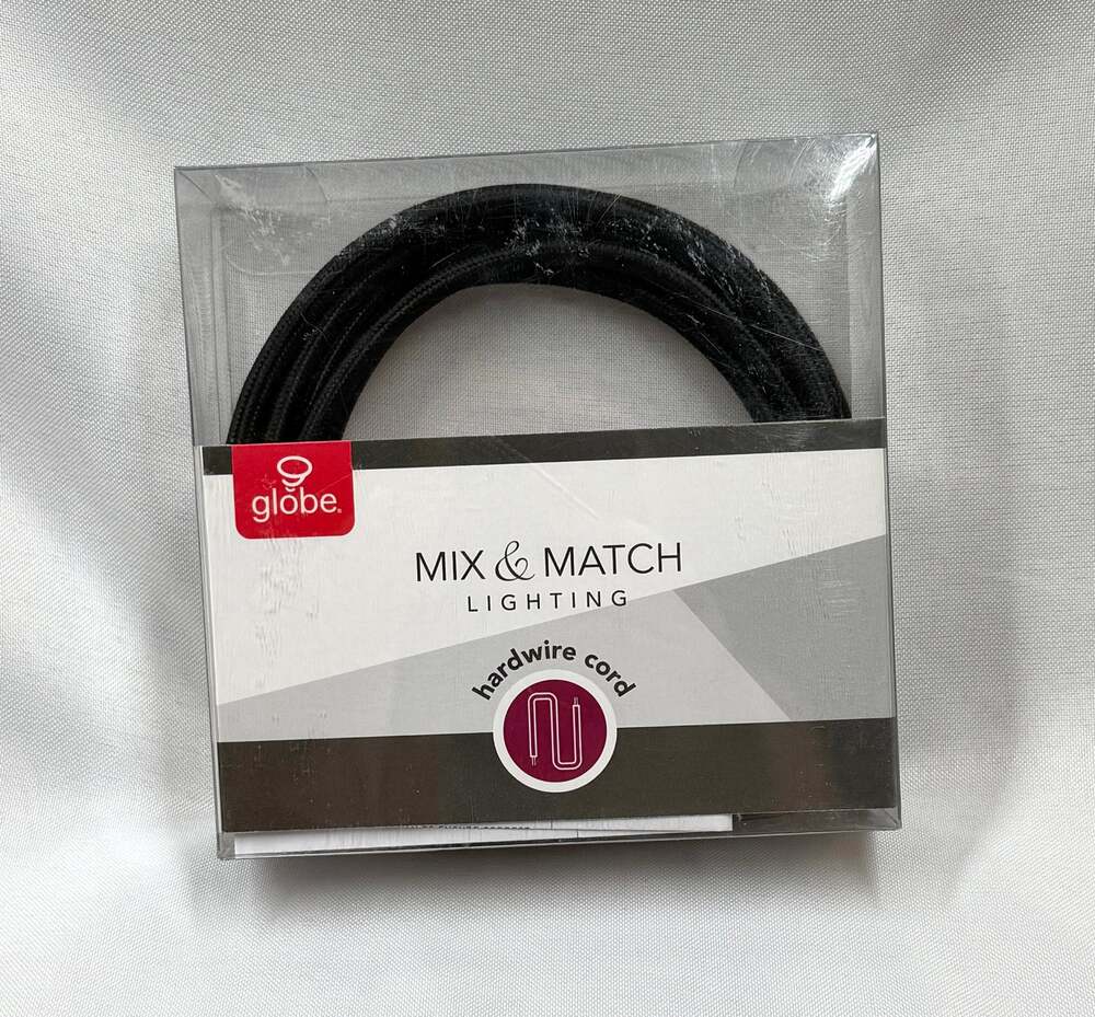 Globe Electric Mix & Match 8ft Black Fabric Hardwire Cord Pendant Lighting New